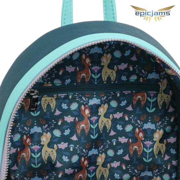 Loungefly Disney Bambi Folk Floral Green Mini Backpack Bag New - Picture 10 of 10